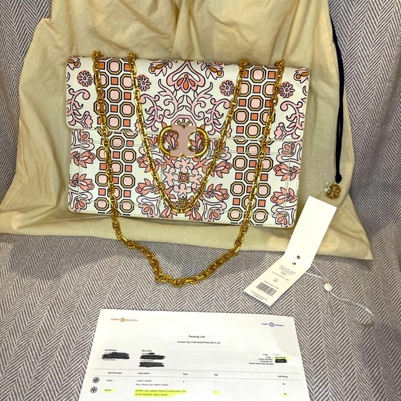 Tory Burch Handbags - Like new, $628 TORY BURCH Gemini-Link Leather Print Shoulder Bag in Hicks Garden